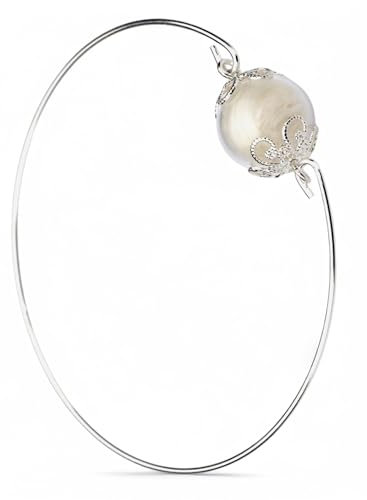 MadamLili Armreif Echte Feder ENGELSFLÜGEL - Versilbert - Anpassbar nach Wunsch - 6,4 cm