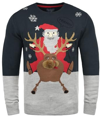 Blend Deer Herren Weihnachtspullover Winter Pullover Strickpullover Weihnachtspulli mit Rundhals-Ausschnitt