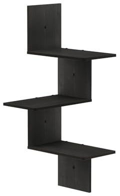 Furinno Rossi Modernes schwebendes Wand-Eckregal mit 3 Ebenen, Espresso