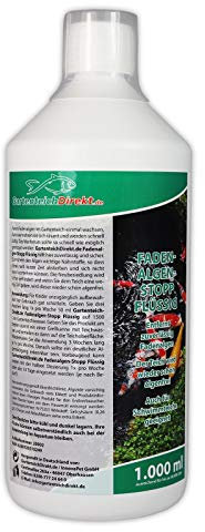 Gartenteich-Direkt Fadenalgen-Stopp FLÜSSIG für den Gartenteich (Schnelle Wirkung, entfernt zuverlässig Fadenalgen, Algen, Vernichter und Fadenalgenentferner), Größe:1 L