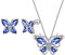 Aurora Tears Schmetterling Halskette/Ohrringe Set 925 Sterling Silber Juni Birthstone Blue Alexandrite Schmuck Set Tiere Schmuck Geschenk für Frauen und Mädchen DS0045U
