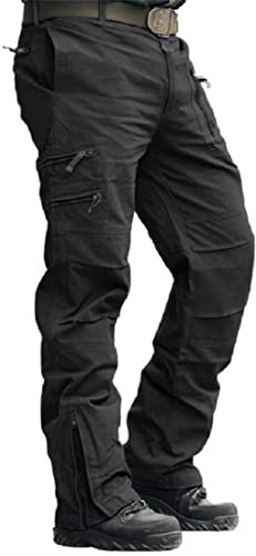 MAGCOMSEN Herren Cargo Hose Chino Wanderhose Combat Outdoor Hose Atmungsaktiv Arbeitshosen Männer Leicht Ripstop Radhose mit Zip Taschen Funktionshose für Angeln Grau 34
