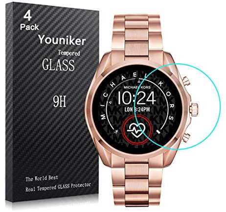 Youniker Lot de 4 films de protection d'écran en verre trempé pour montre connectée Michael Kors MKT5085 MKT5086 MKT5089