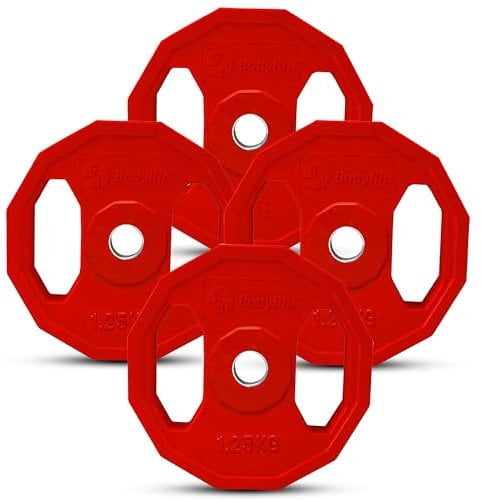 BodyRip Polygonal Colour Weight Plate | 4x 1.25kg, 1 Standard Hole | Dumbbell or Barbell | Home Gym Training, Weightlifting
