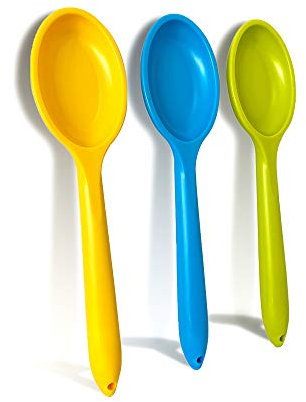 Mixing Spoon | Beautifully Coloured & Perfect for Mixing, Baking, Serving. Great for Both Adult & Kids Kitchens – Set of 3 Green, Yellow, Light Blue