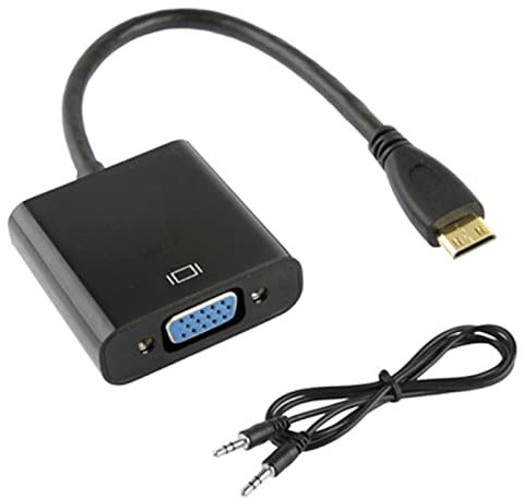 ZZjingli 2 2cm Plein HD 1080P Mini HDMI Mâle à VGA Câble d'adaptateur vidéo féminin avec câble Audio