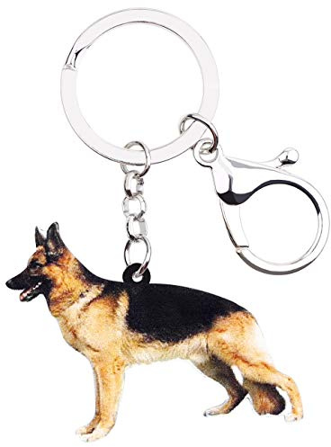 NEWEI Acryl Deutscher SchäferDeutscher Schäferhund Schlüsselanhänger Tier Ringe Geldbörse Auto Für Frauen Mädchen Damen Charms Haustiere Geschenk