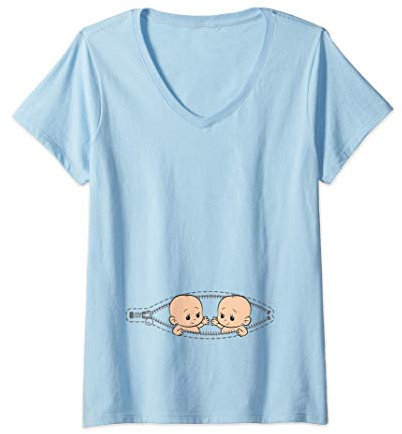Femme Maman de jumeaux en grossesse Jumeaux Maman de jumeaux en T-Shirt avec Col en V