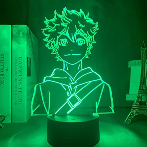 Led Nachtlicht Anime Haikyuu Shoyo Hinata Abbildung 3D Illusion Licht Coole Manga Gadget Schlafzimmer Dekor Tischlampe Geburtstagsgeschenk-16 Farben mit Fernbedienung