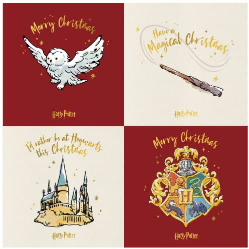 Danilo Promotions HPXB1 Weihnachtskarten-Set, offizielles Harry-Potter-Box, 20 Karten/4 Designs, mehrfarbig