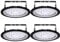 4 Stück LED UFO Industrielampe, 100W Hallenstrahler, 6500K Kaltweiß High Bay Licht, IP67 Wasserdicht Strahler Hallenbeleuchtung für Fabrikhallen, Hallenstadion, Werkstätten