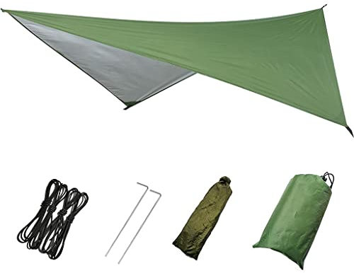 NC Hochleistungszelt Tarp Hängematte Cover 3x3m Große wasserdichte Camping Shelter Lightweight Plane mit Tasche für Travel Camping Im Fr, Grün