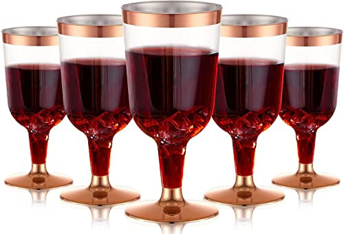 LATERN 30 Stück Weingläser aus Kunststoff, 170ml Roségold Weinverkostungsgläser Wiederverwendbare Party Weinbecher mit Stiel für Getränke Whisky Champagner Bier Cocktail Martini (13,4 x 6,5cm)