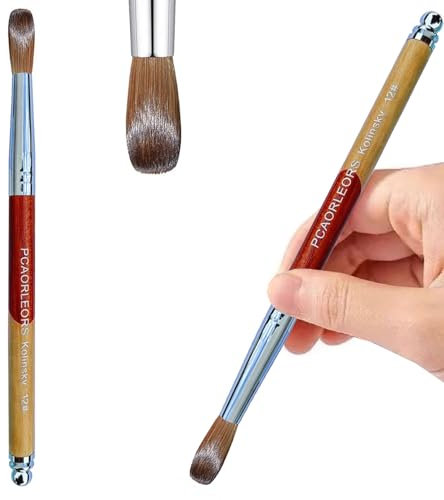 PCAORLEORS Kolinsky Acrylnagelpinsel mit 100% reinem Nerzmarderhaar und rundem Gelpinsel aus Holz zum Auftragen von Acryl Größe 8,10, 12, 14, 16,18 (#16)