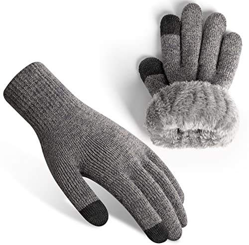 Rahhint Winterhandschuhe Herren Damen Touchscreen Thermohandschuhe Warme Wollstrickhandschuhe mit Fleecefutter