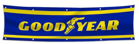 Goodyear Reifenflaggen-Banner, 60 x 2,4 m Flaggen mit 10 Messingösen für Studentenwohnheim-Dekoration, Outdoor, Geschenk, Innenbereich, Garage, Zuhause, Haus