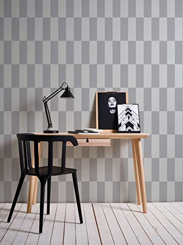 New Walls Tapete Retro Grau Vierecke Vliestapete grafisches Muster leicht strukturiert & matt | 10,05 x 0,53 m