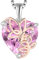 YL Collier Rosé Cœur Argent 925 taillé Octobre Pierres de Naissance Tourmaline Rose Rosé Pendentif pour Femme