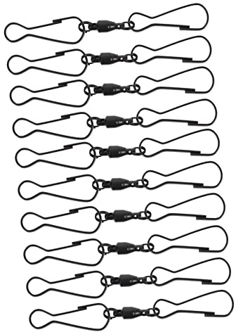 Happyyami 10pcs Black Stainless Steel Dual Swivel Hooks 360° Rotatable Hangers for Windsocks Heavy Duty Outdoor Garden Use