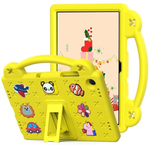 for Samsung Galaxy Tab A9 Plus 2023 11-Inch Case Kids, Tablet Case Children Friendly, DIY Cute Design, Handle with Stand, EVA Lightweight Protective Cover, Yellow
