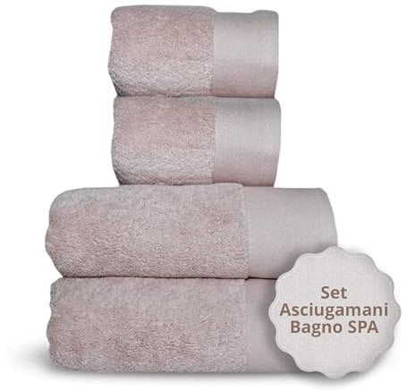 casaviva - Set Asciugamani Bagno 100% Cotone Sublime 750 GSM - Asciugamani Cotone Oeko-Tex Extra Morbido e Assorbente - Set Asciugamani 4 Pezzi - ROSA CIPRIA