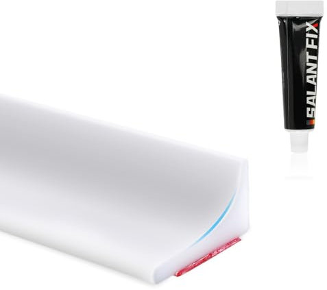 Flintronic Autoadesiva Silicone Doccia Barriera, 100CM Pieghevole Bagno Acqua Barriera, Soglia Doccia, Guarnizioni Doccia, Bordo Doccia, Striscia di Ritenzione Idrica Della Soglia Del Bagno(Bianco)