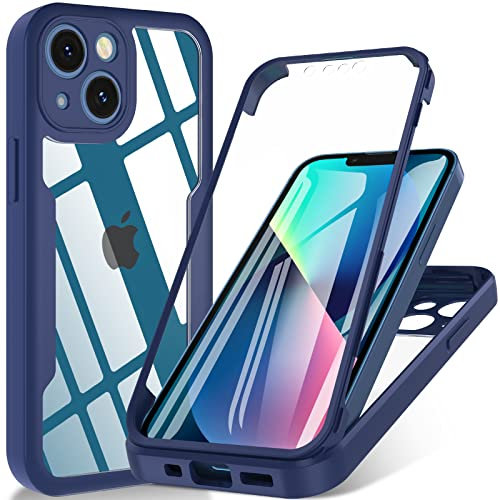 BESINPO Case for iPhone 13 mini, 360° Full Body [with Built-in Screen Protector] Touch Sensitive,Shockproof Military Grade Drop TPU Bumper Phone Case Clear Designed for iPhone 13 mini 5.4(Blue)