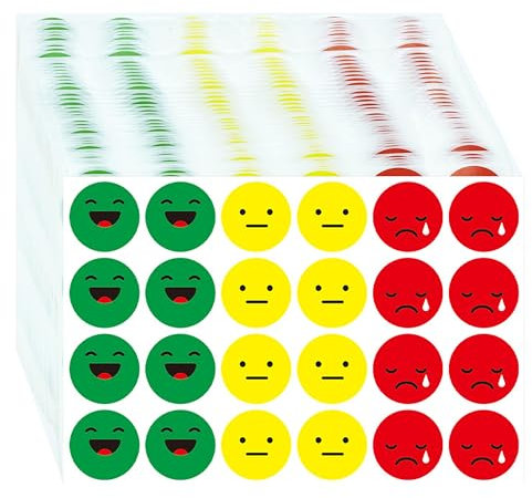 Lawen Creative 1200 Stück Rot Gelb Grün Pädagogische Belohnung Bewertung Aufkleber 2.5CM Emotion Aufkleber für Lehrer und Kinder