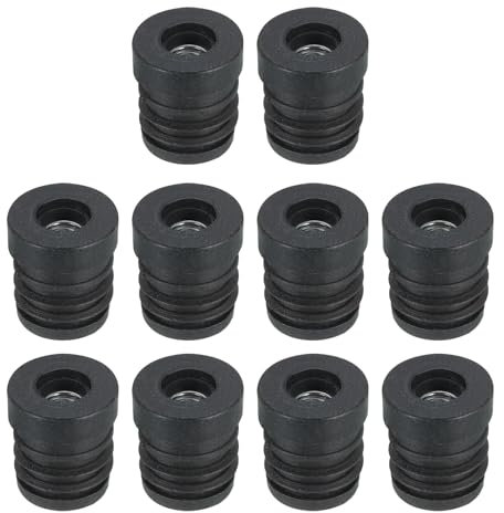 QUARKZMAN 10pz Inserti per Tubi Tondi con Filettatura M6, per Tubi Rotondi 19mm/0,75 OD Tappo Rotondo Plastica Nera con Inserto per Rotelle Tappi Sedie Gambe Mobili