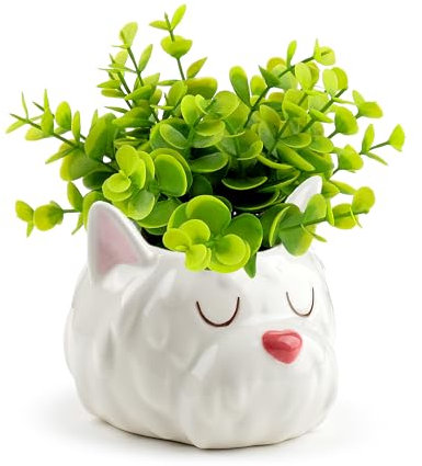 Puckator Westie Dog Head Shaped Ceramic Indoor Freestanding Planter Plant Pot - Indoor Decorative Plant Pots - House Plant Basket Pot Gifts - Home Decoration Gift Planter Planters For Women Flowerpot