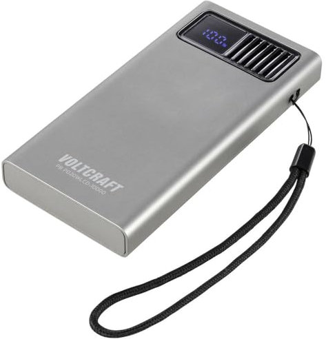 VOLTCRAFT PB PD20WLCD-10000 Powerbank 10000 mAh Fast Charge, USB PD 2.0 LiPo Grau (metallic) Statusanzeige