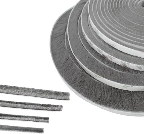 Joint Brosse Porte, 5 M(L) x 9 mm(B) x 23 mm(D), Gris, Joint Fenetrepour Lsolation Phonique Porte, Joint Brosse Adhesif, Joint Brosse Porte Coulissante, Joint Brosse Moustiquaire