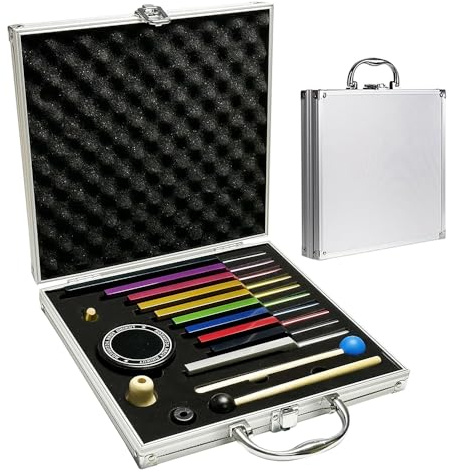 RATSTONE Stimmgabel Neurologie, 10er Set mit Sockel + 2 Silikonhämmer und Reinigungstücher, Ideale Stimmgabeln für Heilung, Chakrenheilung, Klangheilung, Anti-Kompression.