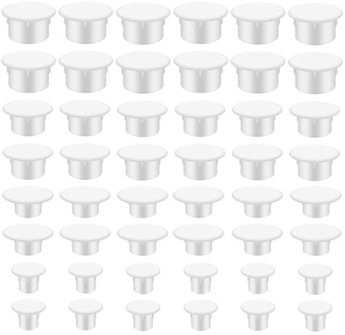120Pcs Screw Covers White 4 Sizes Plastic Screw Caps White Hole Plugs Drill Screws Hole Cover Caps Plastic Plugs Covers for Cabinet Bracket Cupboard (5mm/6mm/8mm/10mm)