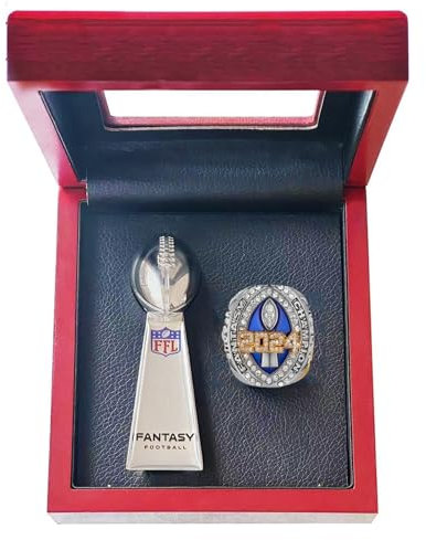 HYKJSHED 2024 Fantasy Football Ringe Meisterschaftsringe Sammlung FFL Meisterschaftstrophäe Geschenkbox Ring Displaybox(12)