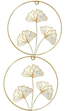 Alipis 2st Ginkgo Biloba Wanddekoration Ginkgoblätter Wanddekoration Ginkgo-wandornament Zum Aufhängen Ginkgo-blatt-wanddekoration Ginkgoblätter Wandskulptur Türdekoration Eisen Golden