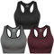 Sykooria Damen Sport BH Gepolstert Bustier Damen BH ohne Buegel Racerback Push up BH mit Farbverlauf Sport Top für Yoga Fitness, 341-Schwarz+Dunkelgrau+Weinrot, M