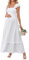 OUGES Womens 2025 Summer Maternity Maxi Dresses for Photoshoot Ruffle Sleeve Square Neck Wedding Guest Baby Shower Long Dress Flowy Pregnancy Must Have Maternity Clothes (White,XXL)