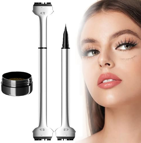 lomdung Tampons Inférieurs pour Cils, avec Encre et Eye-Liner, Ensemble de Tampons pour Cils et Eye-Liner 2 en 1, Tampon de Cils Inférieur Portable, Faciles à Utiliser, pour Débutants-Brun