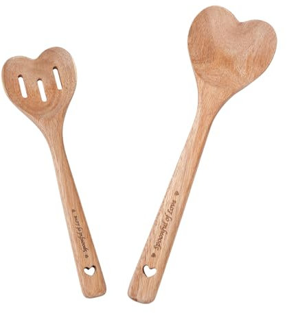 Love Spoons - 2 Piece Hearts Shaped Wooden Spoon Cooking Utensils,Premium Wooden Kitchen Utensils,Birthday Gifts for Women Mom Grandma,Love Hearts Gifts for Cooks Hostesses Couple