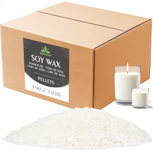Sojawachs für Kerzen, Premium Kerzenwachs 15kg von Waxcanpy,kerzenwachs zum gießen, 100% Natürliches Öko Sojawachs für Kerzen