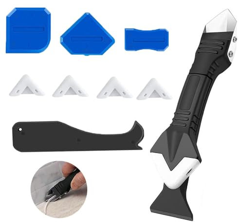 Silikonentferner Werkzeug Set Silikon Abzieher (3 in 1), Fugenwerkzeug Fugenkratzer Fugenglätter, Silikon Abzieher Werkzeug Set, Dichtungsdüsen ​für Bad, Küche, Spüle, Boden, Fenster Abdichtung