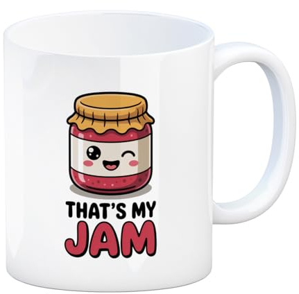 speecheese Cute Jam Jar Mug with That's My JAM - Whimsical Coffee Accessory with Cartoon Art