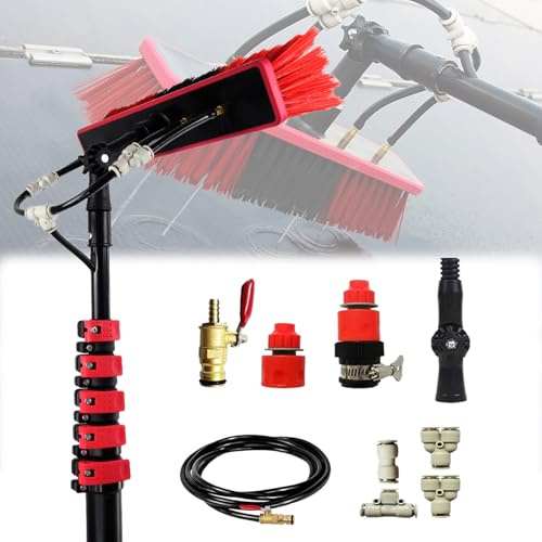Feiphla WasserfüHrende Teleskopstange, Glasdach Reinigungsset, Pv Anlage ReinigungsgeräT,Solar-Photovoltaik Panel ReinigungsbüRste,Ausziehbarer Reiniger Wintergartendach 12m(39.3ft)