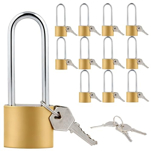 CHIHEUNG 12PCS Padlock, Iron 38mm Padlocks with Keys, Brass Keyed Padlock, Garden Gate Lock for Gate, Toolbox, Fence, Sheds