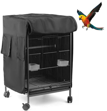 Funda para Jaula de pájaros, Impermeable y Resistente al Viento, Transpirable y Opaca con Panel con Cremallera para periquitos, guacamayos y agapornis