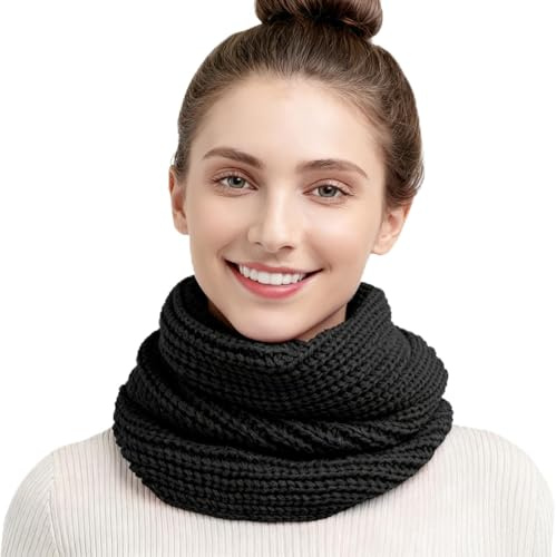 FUIPVGI Damen Loopschal, Loop Schal Schlauchschal Winterschal Loop Schal Damen, Winter Schlauchschal Einfarbig Warme, Warmer Strick für Herren, Ideal Wärm Für Wintertage