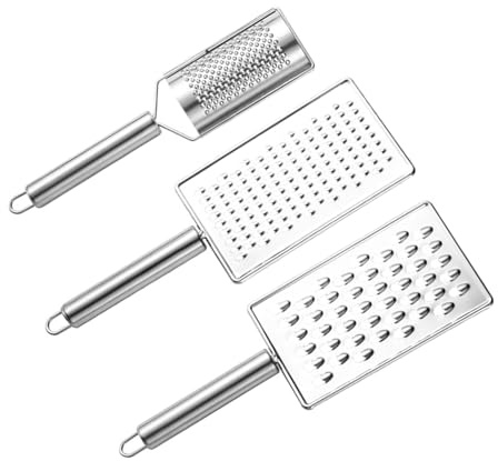 HOODANCOS 3stücke Edelstahl Ingwerreibe und Zestenreibe für Küchenreibe und Gemüsereibe mit Griff für Gurkenreibe und Kartoffelreibe