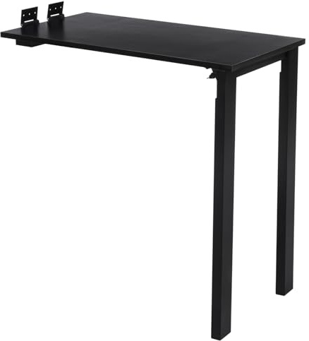 Tyvotrend Klapptisch Wand, Faltbarer Wandklapptisch mit Tischbein, Wandmontage Platzsparender Wandtisch für Esszimmer Schlafzimmer Wohnzimmer Arbeitszimmer, Schwarz, 75x40x74cm