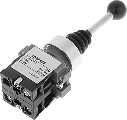Badafaci XD2 PA22CR Interrupteur à Joystick momentané à 2 Positions, Rappel par Ressort 2NO avec Couvercle Résistant à la Poussière D' D'eau pour les Circuits de Contrôle Industriel AC